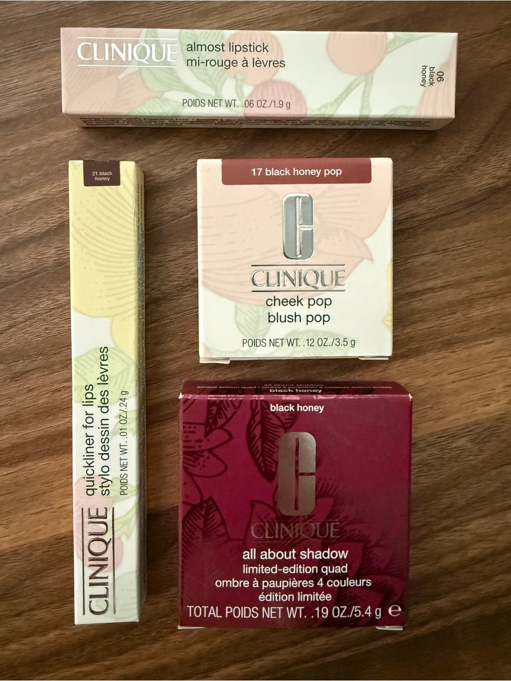 Clinique Black Honey Lipstick, Lip Liner, Cheek & Eye Set Beauty Bundle